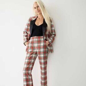 J Crew Red Stewart Tartan Plaid Wool Blend Willa Cropped Pant In Size 8 NWT